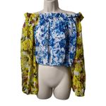 ROCOCO SAND Romantic Florals Top in Pastel blue and yellow sz M Size M Photo 1