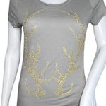J. Crew Shirt Womens Small Gray Gold Beaded Antler T Shirt Tee Casual Preppy Gray Photo 5