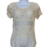 Vintage 90s Sweater Womens Cottagecore Grannie Square Crochet Style Fringe Size undefined Photo 0