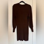 Banana Republic  Puff Sleeve Ribbed Sweater Midi Dress Chocolate Brown Size M P Photo 6