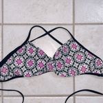 Next Reversible Bikini Top Women’s 38C Black White Pink Floral Swimsuit sporty Photo 2