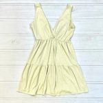 Caution to the Wind Women's Yellow V Neck Knit Baby Doll Dress Medium Photo 0
