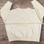 BKE Cable-Knit Sleeve Sweatshirt Ivory Cream Kangaroo Pocket Measures as an XL Photo 7