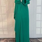 BCBGMAXAZRIA Kendal One Shoulder Ruffle Side Slit Evening Gown Green Size 0 Photo 7
