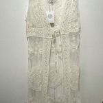 Rebellion NWT  Lace Vest Duster Cover Up Cream Medium Photo 0