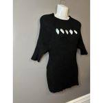 White House | Black Market Sweater Womens Large Black Ribbed Cutout Short Sleeve Photo 1
