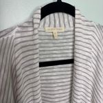 Eileen Fisher Linen, Cotton Slub White Stripe Cascading Cardigan L Photo 4