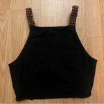 Urban Outfitters Black Wooden Boho Beaded Tie Back Crop Top Women’s Size Small Photo 0