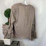 ZARA  Brown Taupe Long Bell Sleeve Drape Wrap Blouse Top NEW XL Photo 2