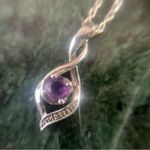Sterling Silver Amethyst And Diamond Flame Swirl Infinity Pendant Necklace 18” Purple Photo 1