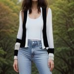 PierAntonioGaspari White Black Tan Open Fringe Cardigan Italy O/S White Size M Photo 1