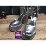 Circus NY by Sam Edelman Bailey Women 6 Silver Ankle Strap Platform Heel Sandals Photo 9
