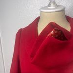 Forever 21  Size Large Short Peacoat Cherry Red Belted Chunky Button Floral Liner Photo 4