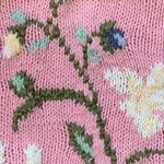 Vintage 90s Embroidered Floral Sweater Pink Scalloped Neck Cottage Flower Knit Size M Photo 7