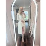 MARINA MOSCONE White Twill Collared Neck Sleeveless Long Wrap Vest size Small Photo 10