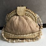 Vintage Motif by Mary Frances Flower Embellished Beaded Handbag Ivory Cream Gold Photo 6