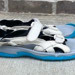 Crocs Blue White XTG Lopro Golf Strap Back Spikeless Sandals Shoes Womens Size 8 Photo 0