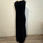 Ronni Nicole  Long Black Velvet Dress with Sheer Panels Photo 1