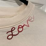 Balance Collection NWT  Size S Cream Embroidered Ombré Love Soft Crew Sweatshirt Photo 2