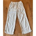 Briggs linen blend striped crochet pocket wide leg pant M Tan Size M Photo 10