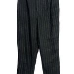 ZARA  Wool Blend Pin Striped Hi Rise Trouser Pants Pockets Buttons S Grey #3638 Photo 2