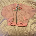 Motel NEW Rose Embroidered Satin Bomber Jacket size medium Photo 2