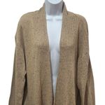 easel NEW  Tan Multicolor Micro Dot Ruffle Cardigan Holiday Wool Blend Cozy L Photo 2