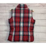 Lands' End Down Puffer Vest Women SZ SMALL Full Zip Red Plaid Outdoors Nature Photo 1