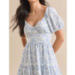Altar'd State Altar’d State Brianna Blue Babydoll Milkmaid Prairie Tiered Mini Dress Medium Photo 0