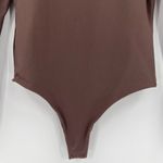 Nuuds Coffee Brown Long Sleeve Crew Neck Thong Style Bodysuit Women’s Size Small Photo 3
