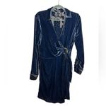 Maeve  Blue Velvet Belted Wrap Shirt Dress Photo 2