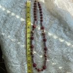 Vintage Japan Red Plastic Floral Beaded Necklace Photo 6