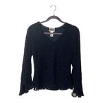 Bill Blass  Vintage Crochet Bell Sleeve Blouse | Blue V-Neck | Size Small Photo 1