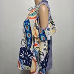 Melissa Paige Cold Shoulder Paisley Top – Size LP Colorful Boho Print Photo 2