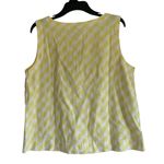 Liz Claiborne  Split Crew Neck Sleeveless Top Women’s Large Yellow White Plaid Photo 1