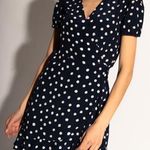 Revolve Samsoe Samsoe Navy Polka Dot Wrap Dress | Size XS Photo 3