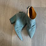 Halmanera Turquoise Blue Studded Ankle Booties Zip Heel 36 / 6 Photo 2