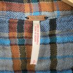 Free People Shirt Plaid Embroidered Blue Brown Western Style Small Photo 7