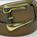 Vintage Ritz Bronze Faux Leather Belt Gold Hardware Small (S) ✨ Brown Photo 9