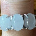 Natural Jade Sterling Silver Ring Trilogy Ring Size 6 Photo 0