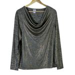 Chico's Chico’s Metallic Cowl Neck Long Sleeve Top Womens XL Gold Shiny Streth Glam NYE Photo 1