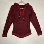 Tejidos Quiro 100% Alpaca Sweater Red Black Hoodie Hooded Made in Peru Tassels Photo 1
