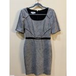 Kay Unger  Dress Designer Black White Tweed Lined Buckle Size 10 Cocktail Career Photo 3