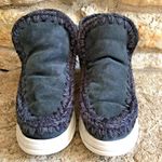 MOU Black Suede Shearling Lined Chunky Sole Sneaker Moccasin Booties Women's 8 Photo 2