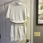 Michael Kors Cream Short Sleeve Cardigan Sweater Tunic with Beige Belt- Small Photo 7