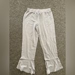 Anybody Pajama Set Grey Size XS wide Leg ruffle Cropped hem Silver Photo 8