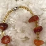 Womens Vintage Handmade Brown Rust Stone Bead Long Statement Necklace NWOT Photo 3