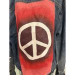Calvin Klein Vtg 90’s  Denim Jean Jacket Blue hippie SZ M Peace Daisy Painted Photo 2