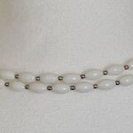 Vintage White Beaded Extra Long Wraparound Necklace Gold Tone Clasp Photo 4