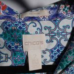 Chico's No Iron Button Up Top Hippie Boho Funky Retro Geometric Shirt Sz M Cotton Photo 3
